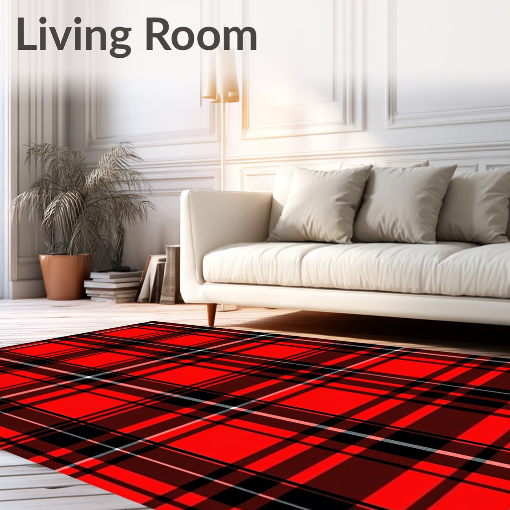 Classic Red Black Plaid Checkered Rug