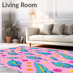 Vibrant Teal Feather Scattered Polka Dot Rug