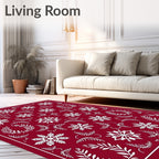 Crimson White Snowflake Laurel Garland Rug