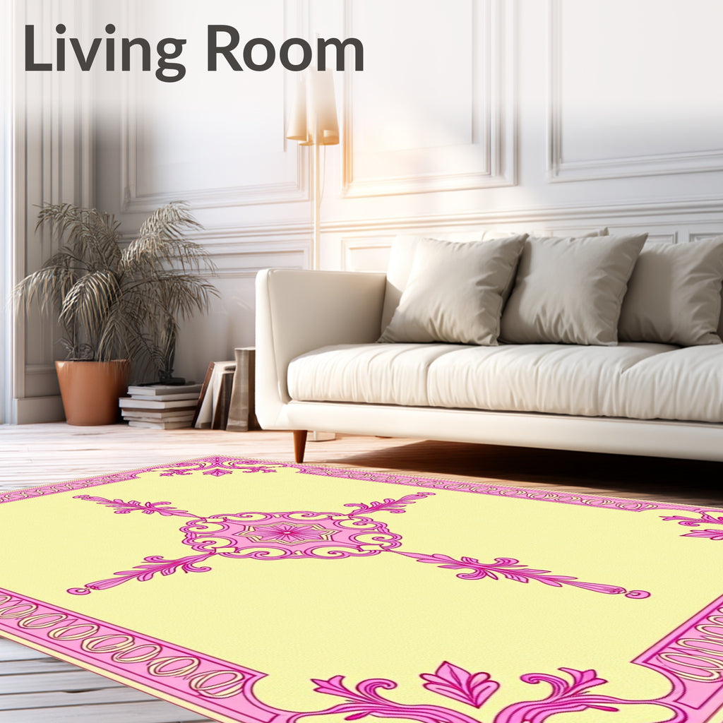 Baroque Pink Floral Medallion Garden Rug