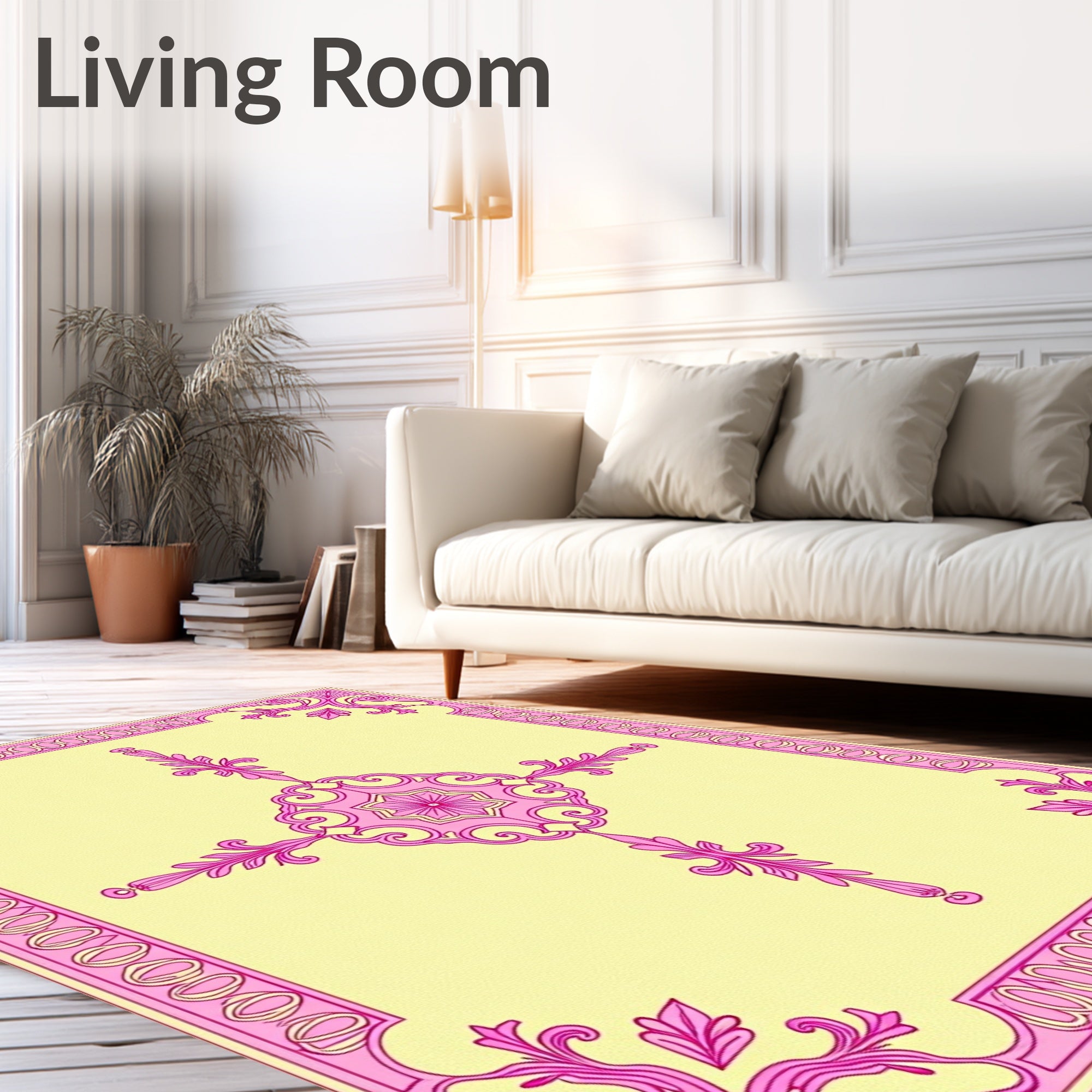 Baroque Pink Floral Medallion Garden Rug