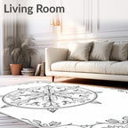 Ornate Floral Mandala Black White Rug