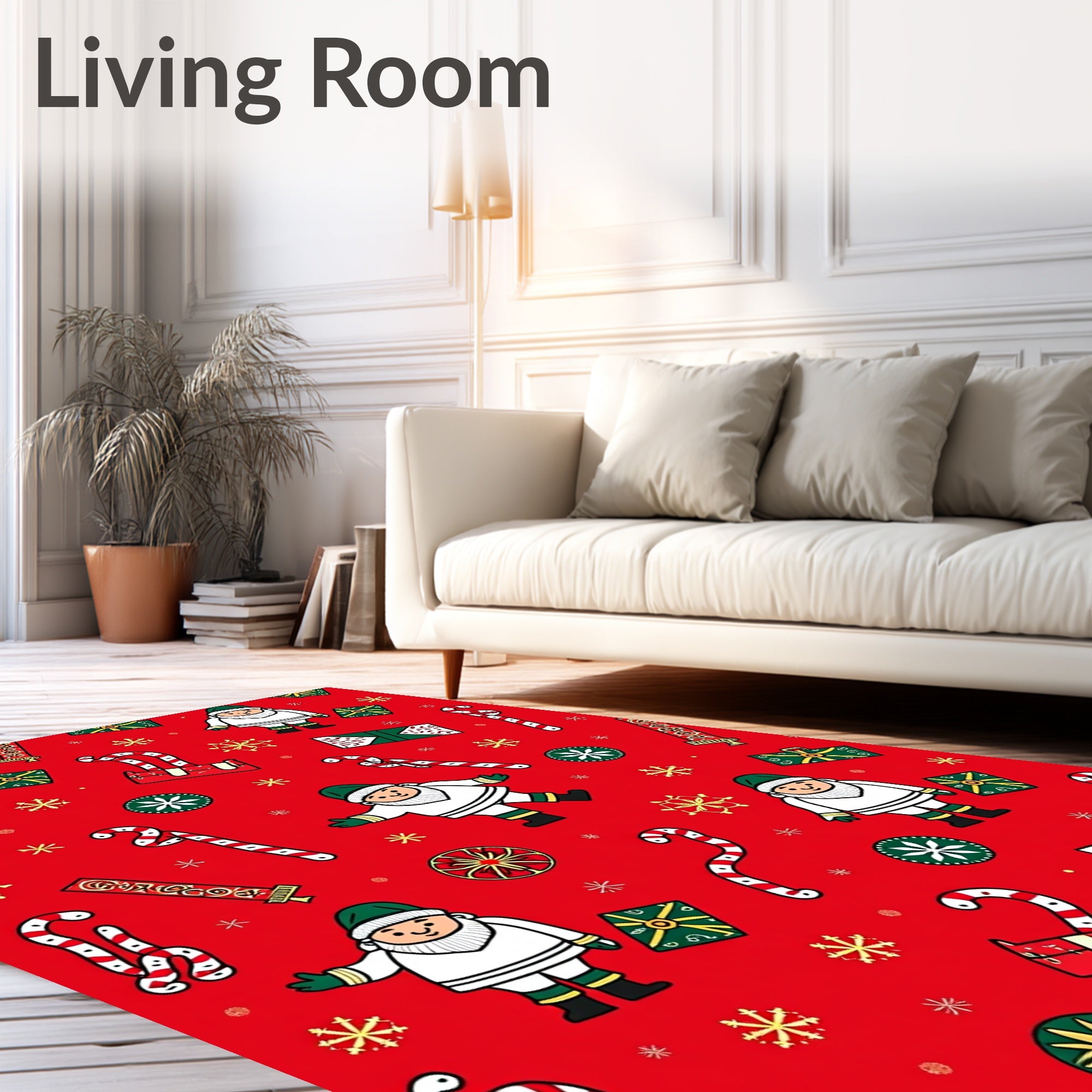 Christmas Gnomes Candy Canes Gift Boxes Rug
