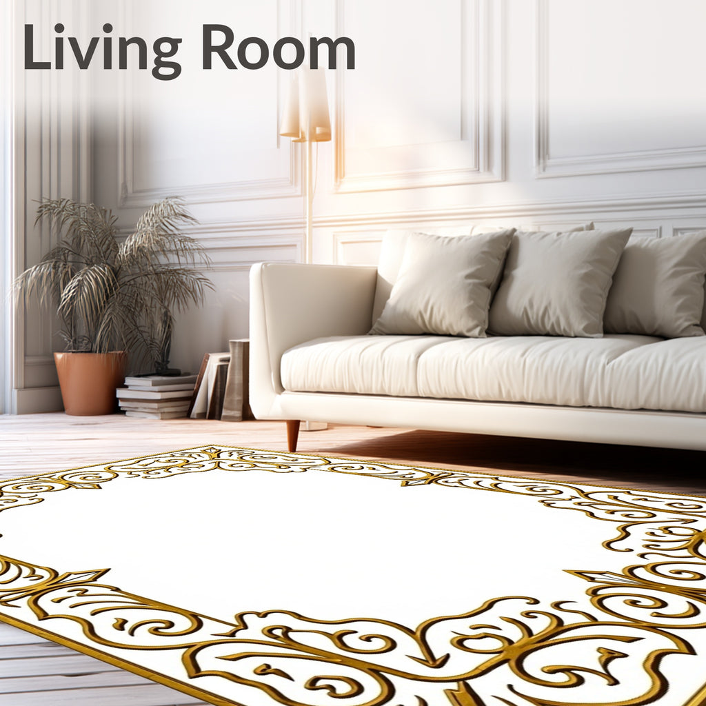Oshibana Gold Filigree Scrollwork Rug