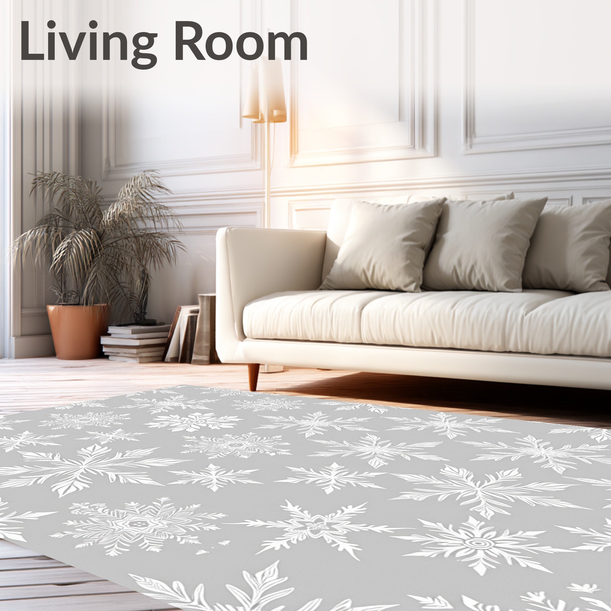 Pale Gray Snowflake Celebration Rug