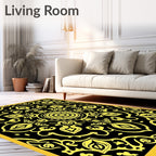 Black Yellow Medallion Allover Rug