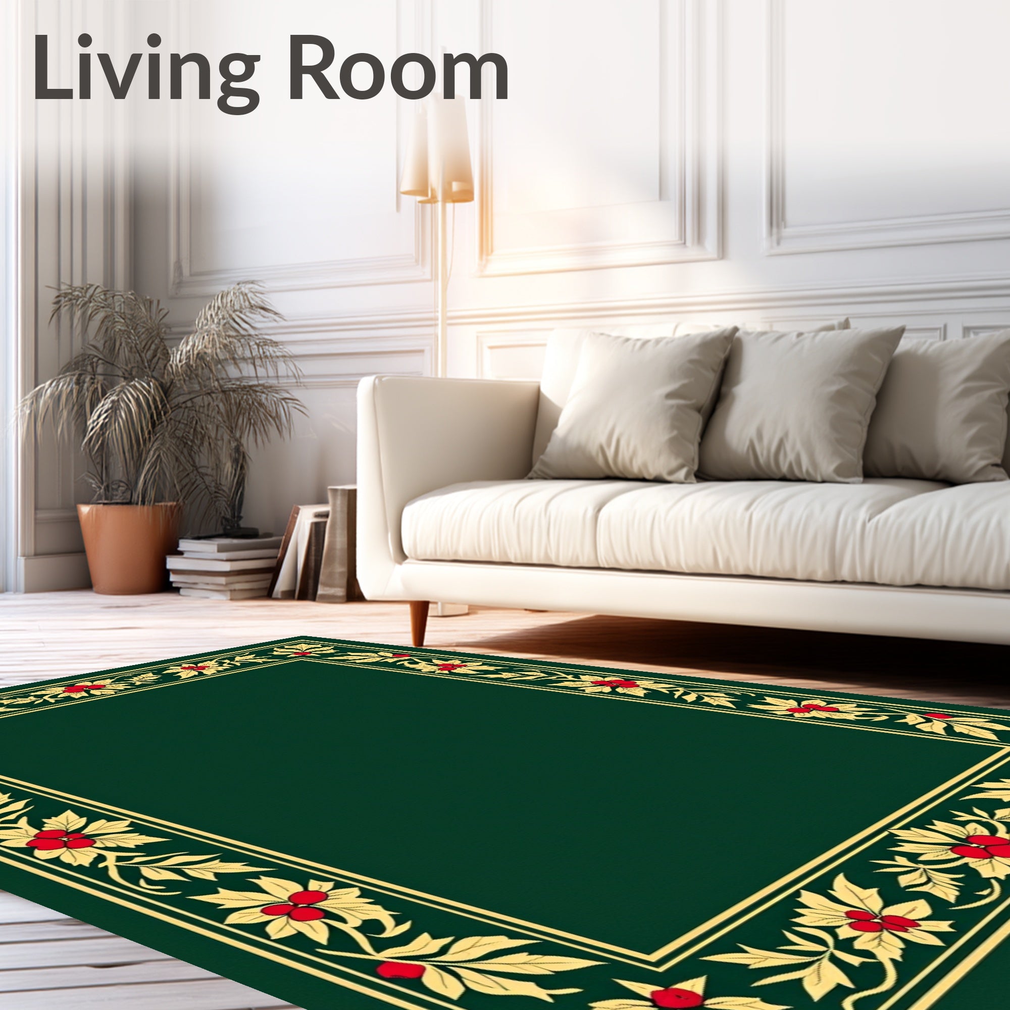 Gold Yellow Berry Holly Border Rug