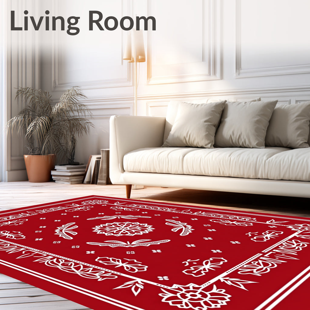 Crimson Lotus Butterfly Frame Rug