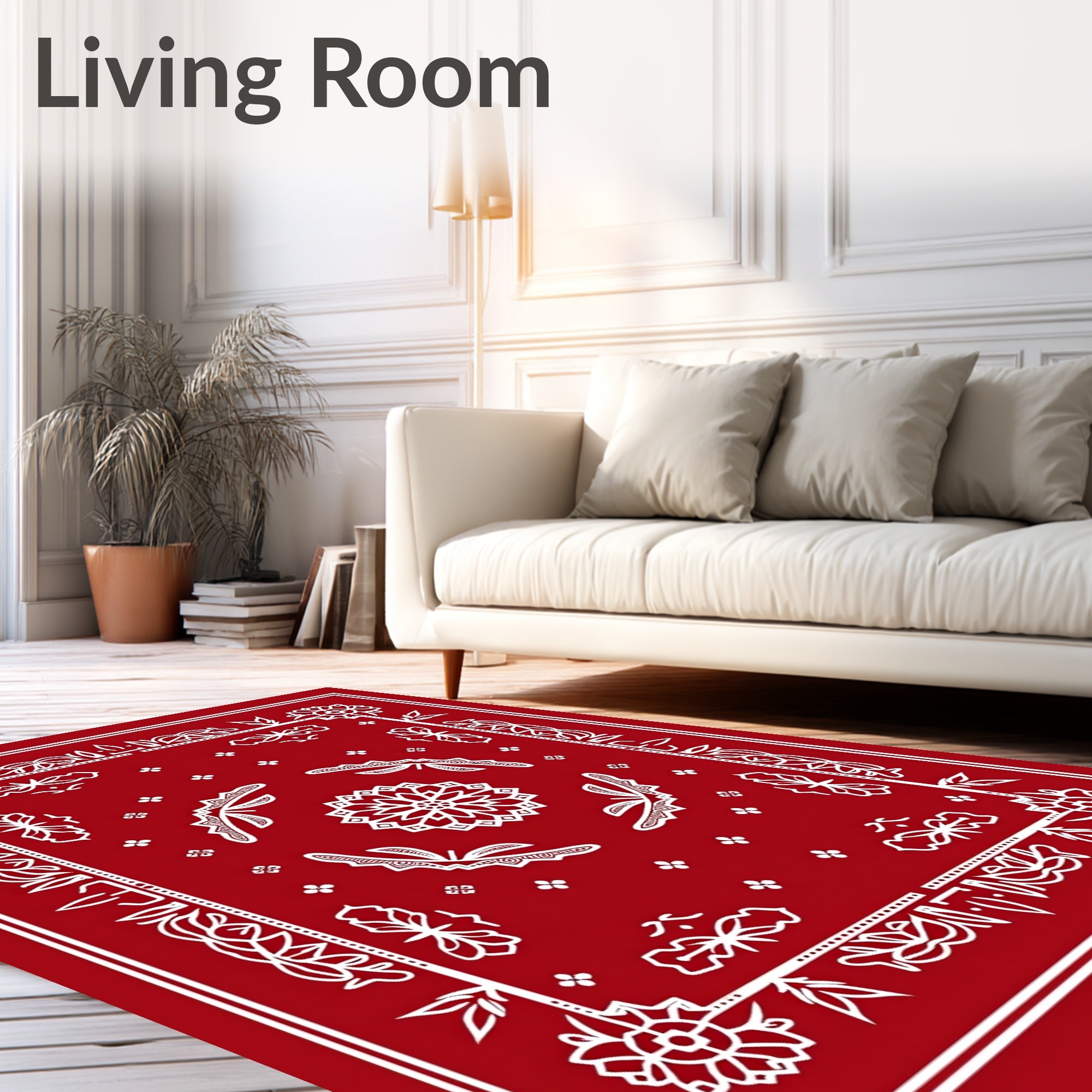 Crimson Lotus Butterfly Frame Rug