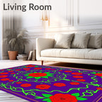 Vibrant Red Rose Swirl Garden Rug