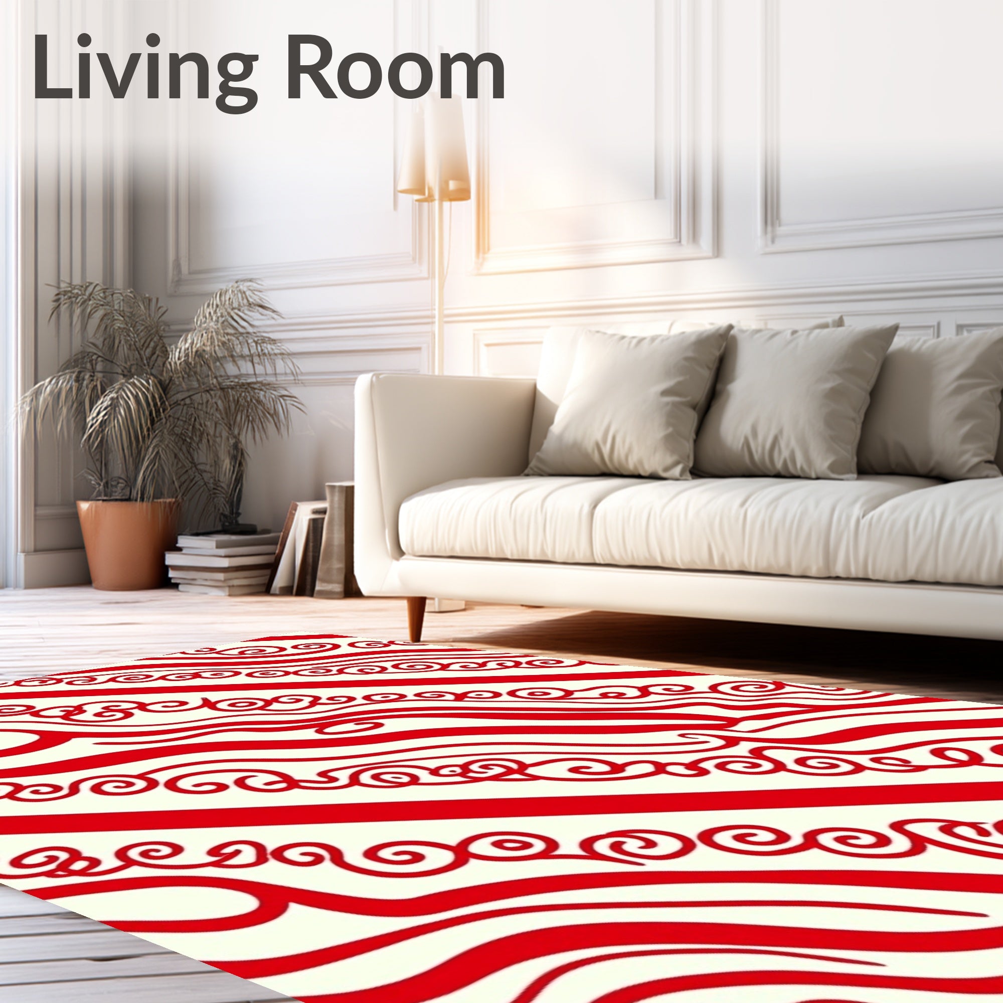 Crimson Swirl Diagonal Stripe Rug