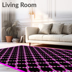Pink Black Geometric Interlocking Shapes Rug