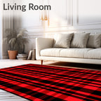 Bold Red Black Plaid Crossing Rug