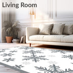Gray Hand Drawn Snowflake Medley Rug