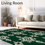 Forest Green Snowflake Motif Rug
