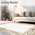 Ornate Golden Geometric Border Rug