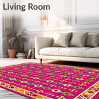 Vibrant Pink Geometric Tribal Arrangement Rug