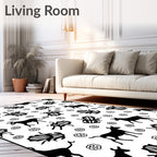 Black White Fauna Insect Illustration Rug