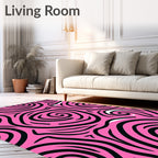 Bold Pink Black Swirl Abstract Rug