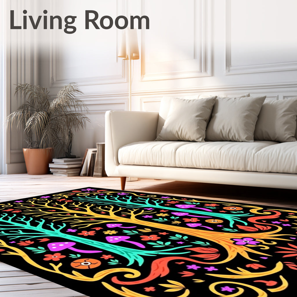 Whimsical Forest of Three Trees Rug