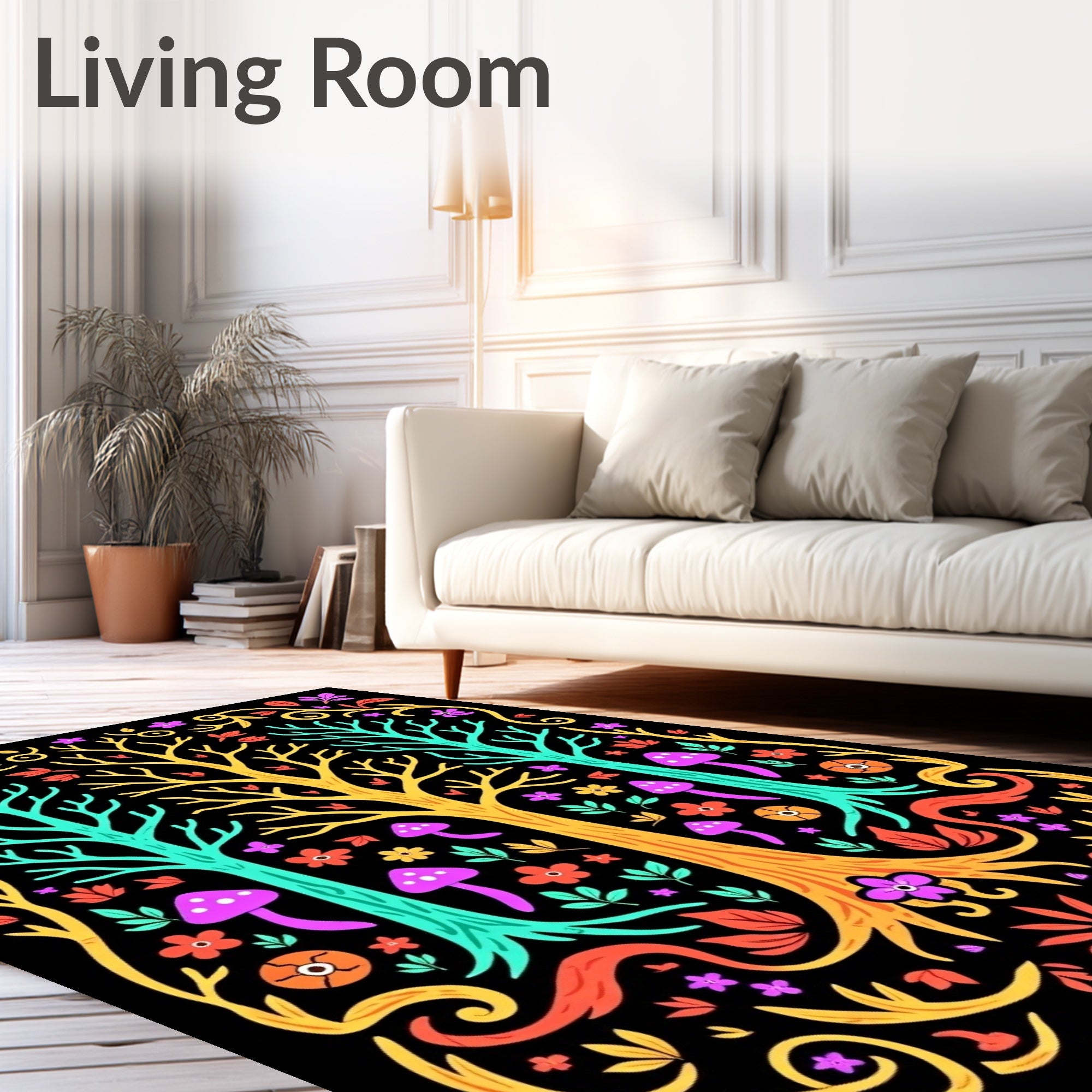 Whimsical Forest of Three Trees Rug