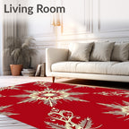 Crimson Ivory Starburst Floral Overlay Rug