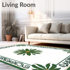 Emerald Leaf Medallion Border Rug