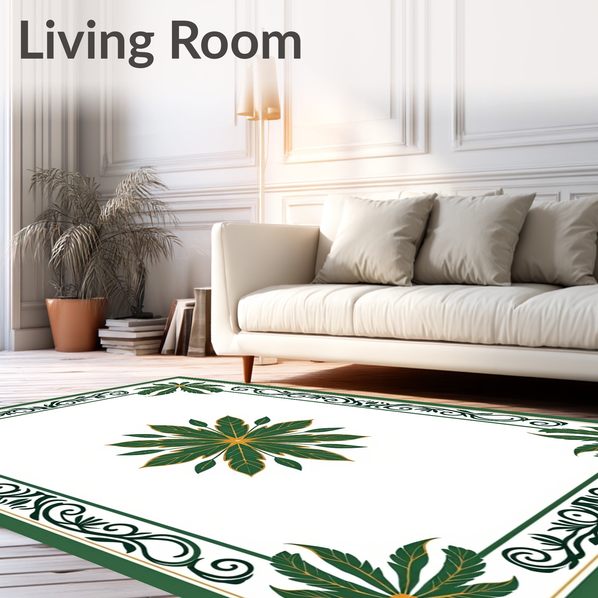 Emerald Leaf Medallion Border Rug