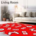 Red White Iconographic Totem Collection Rug