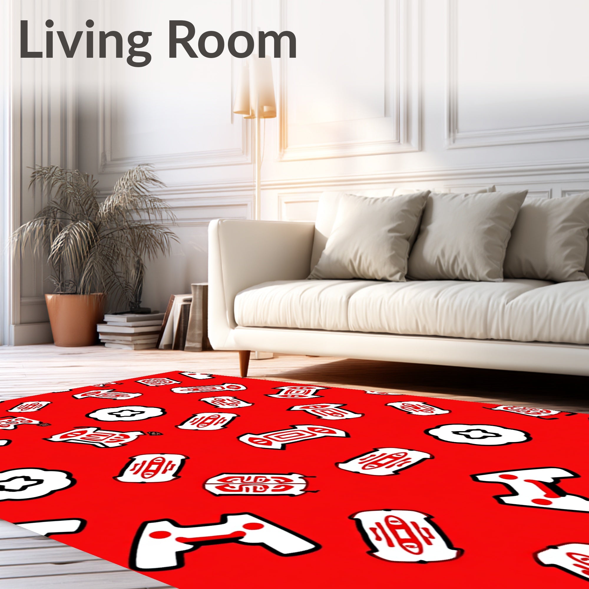 Red White Iconographic Totem Collection Rug