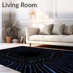 Deep Blue Radiant Neon Geometric Rug