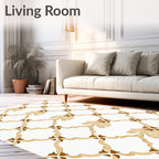 Tan Lattice Floral Arrangement Rug