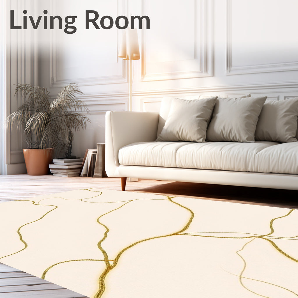 Golden Vein Abstract Organic Rug