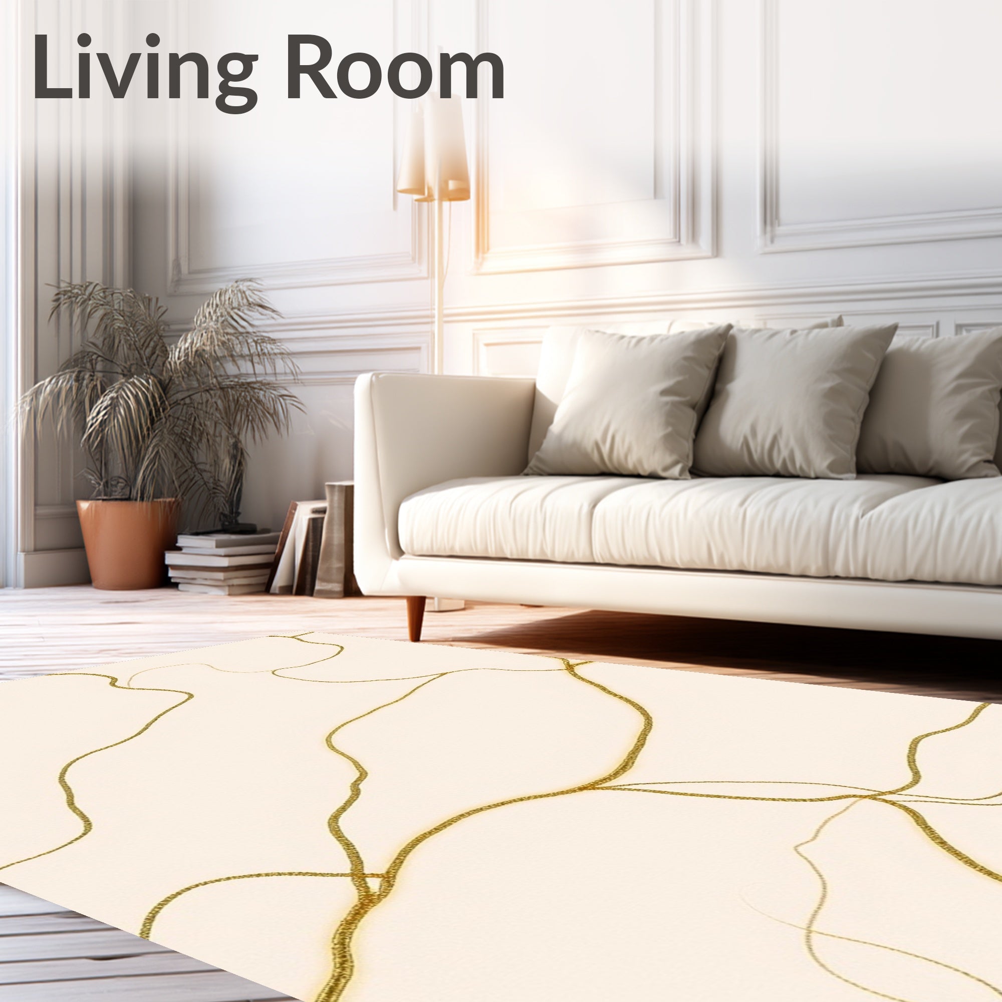 Golden Vein Abstract Organic Rug