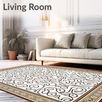 Rich Brown Abstract Swirl Frame Rug