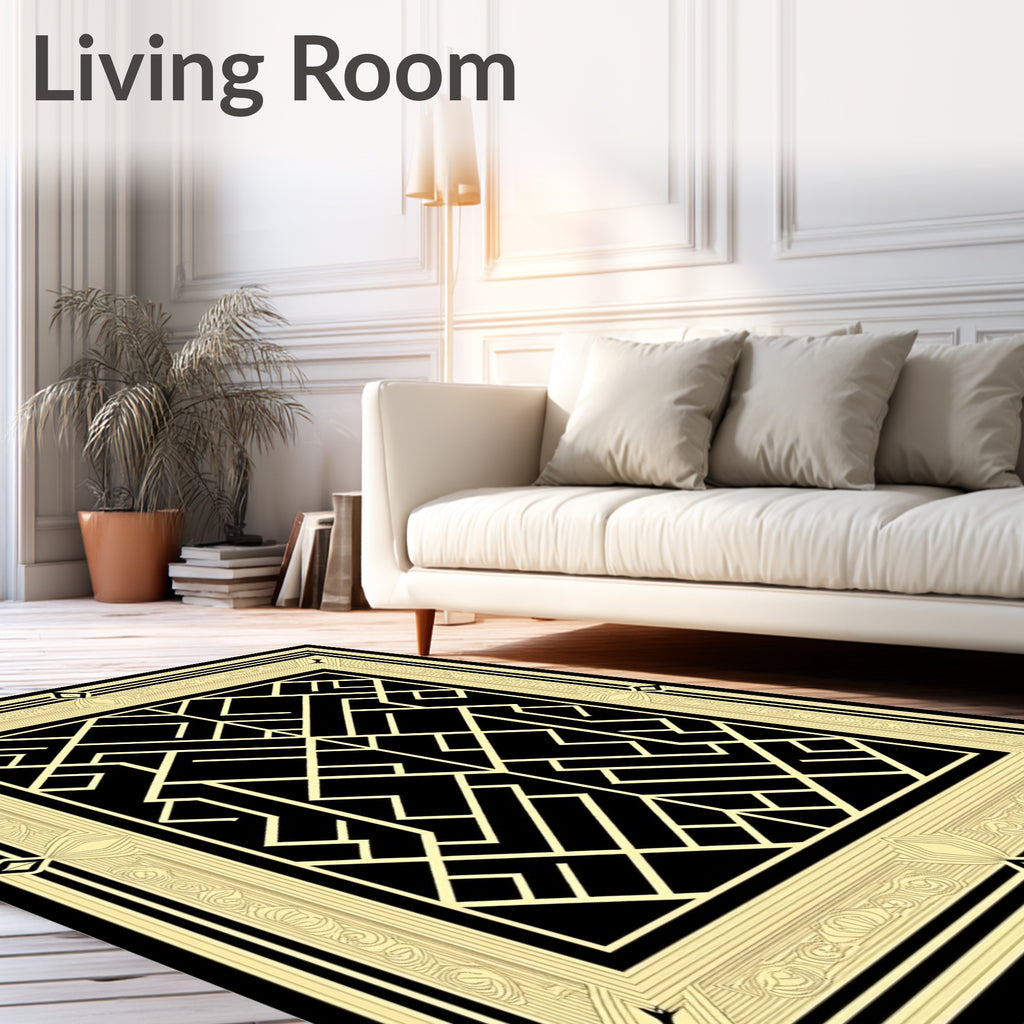 Bold Gold Geometric Art Deco Rug