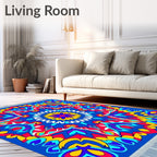 Vibrant Blue Floral Sunburst Rug