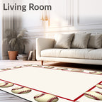Classic Baseball Border Cream Rug