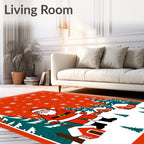 Merry Santa Claus Snowfall Winter Scene Rug