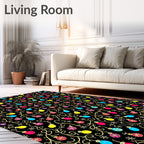 Colorful Holiday Lights Garland Black Rug