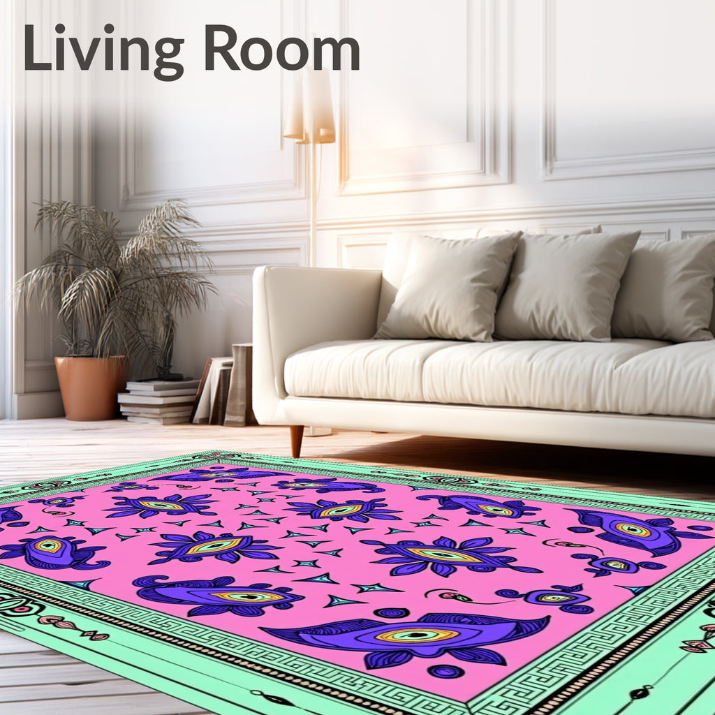Pink Purple Abstract Eye Floral Rug