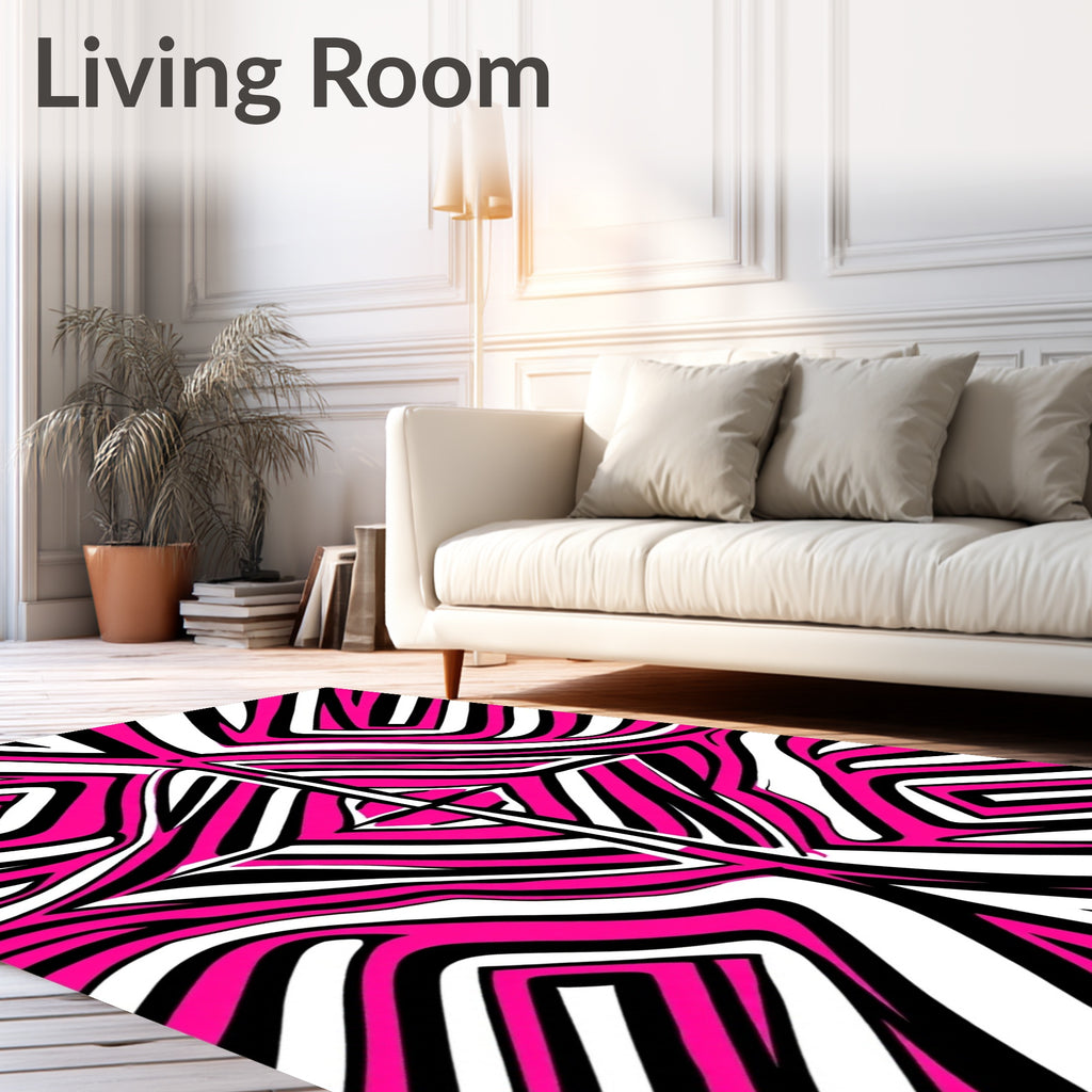 Radical Pink White Black Labyrinth Rug