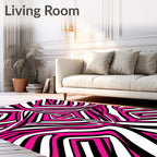 Radical Pink White Black Labyrinth Rug