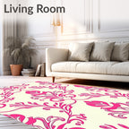 Vibrant Pink Floral Damask Rug