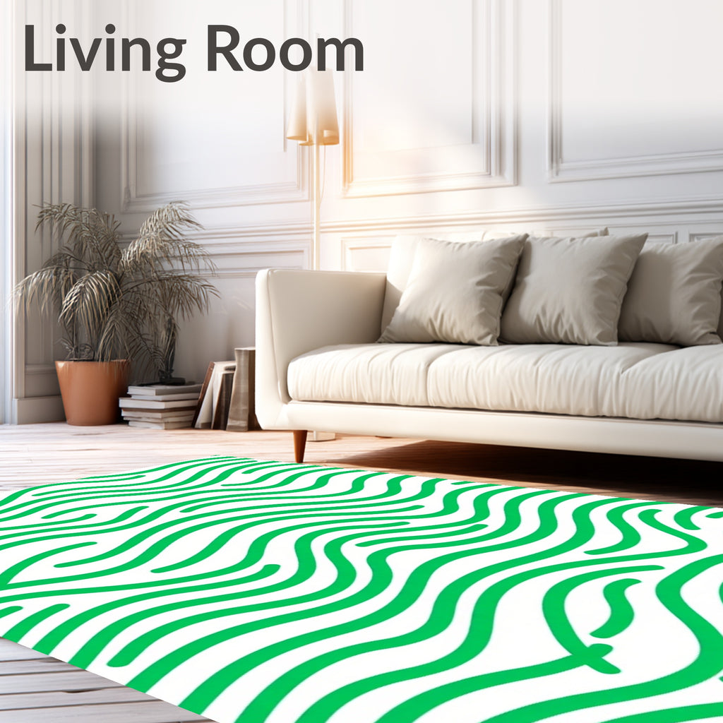 Modern Green Wavy Lines Rug