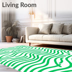 Modern Green Wavy Lines Rug
