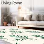 Dark Green Leaflet Botanical Repeat Rug