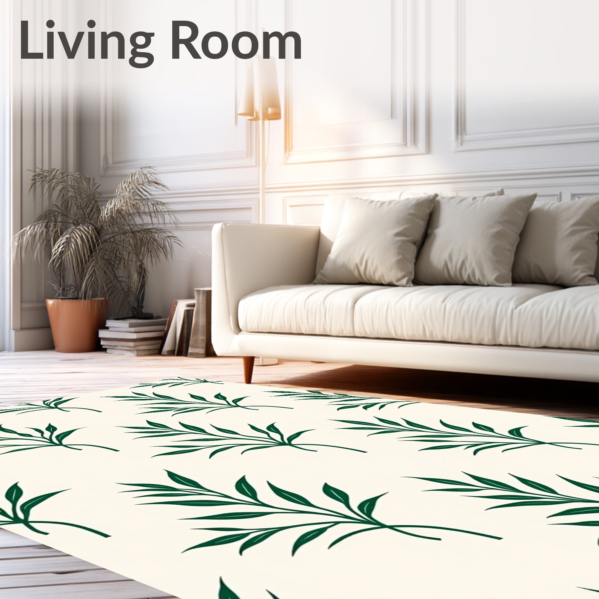 Dark Green Leaflet Botanical Repeat Rug