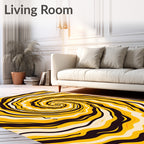 Swirling Yellow Black Cream Vortex Rug