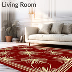Crimson Sunburst Medallion Border Rug
